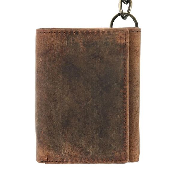 Cazoro Men's RFID Vintage Leather Trifold Chain Wallet - Picture 2 of 5